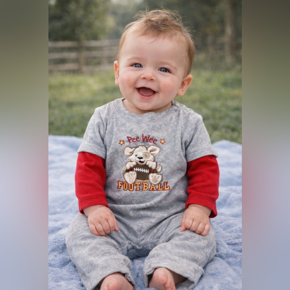 Foootball onesie size‎ 3-6 months